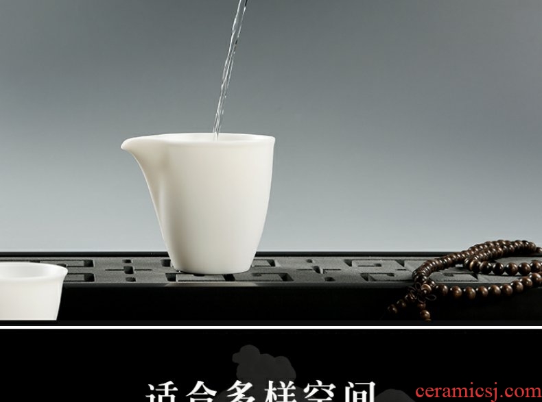 Continuous grain of dehua master suet jade white porcelain side put the pot of large - sized filter tea kongfu tea exchanger with the ceramics