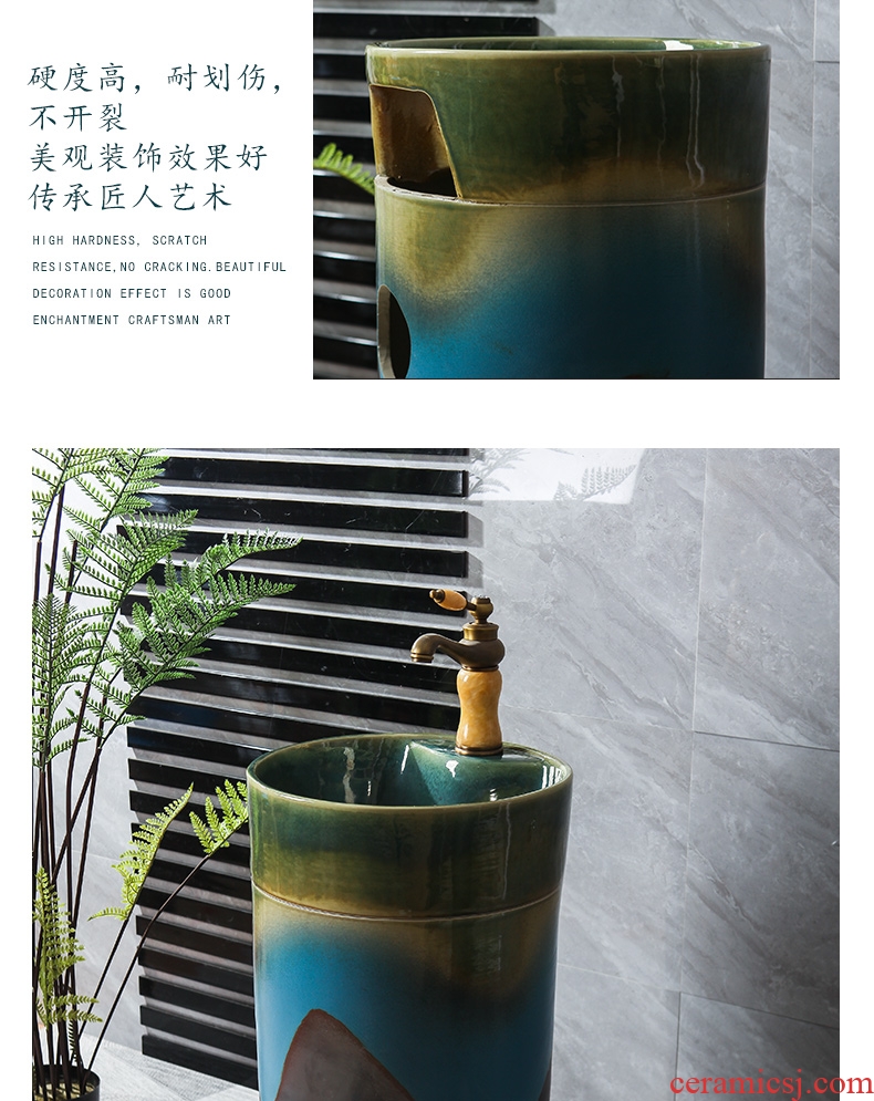 JingWei is suing floor pillar basin ceramic column type lavatory vertical one balcony sink basin of restoring ancient ways