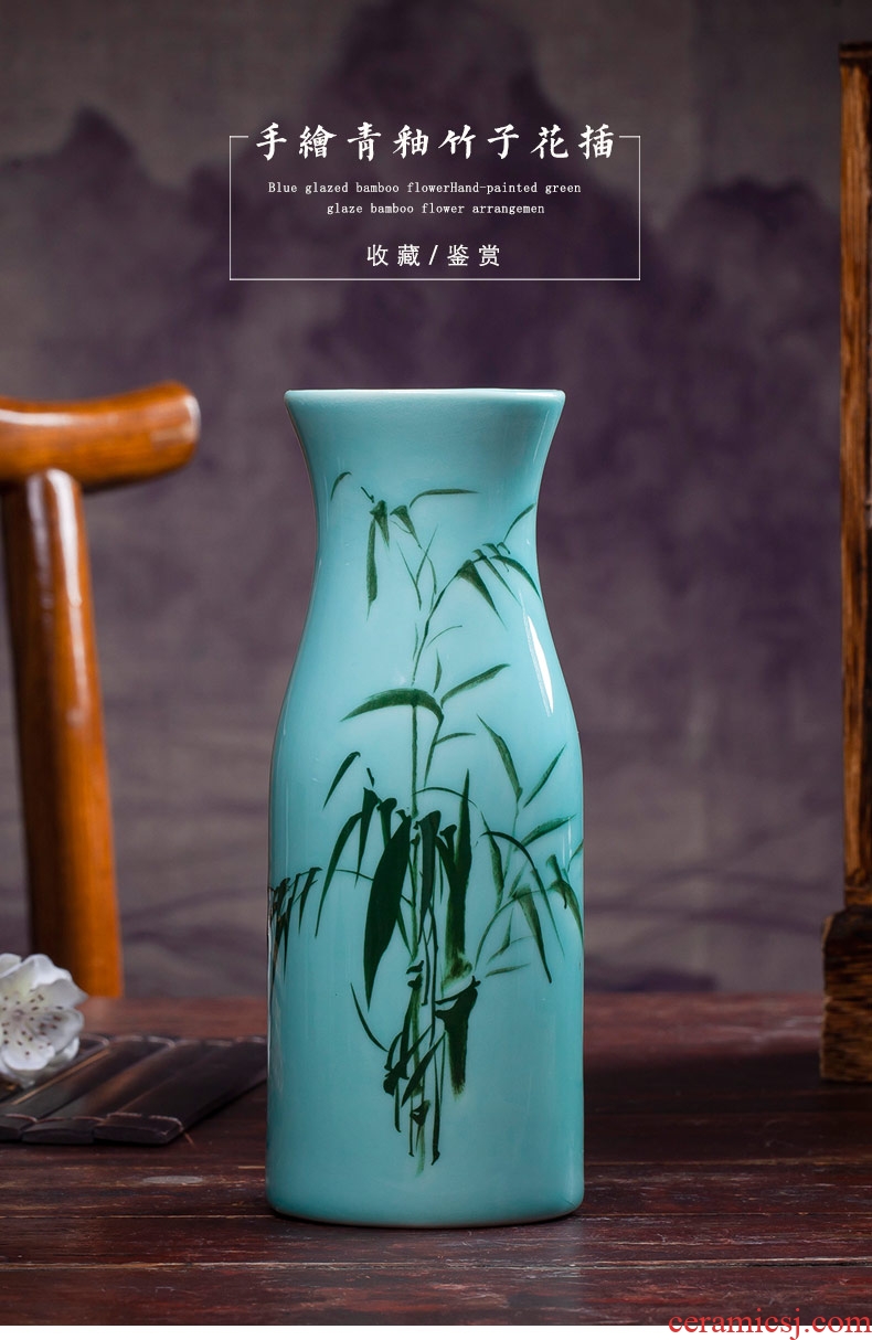 Jingdezhen ceramics hand - made bamboo floret bottle of flower arranging new Chinese style living room porch table decorations furnishing articles