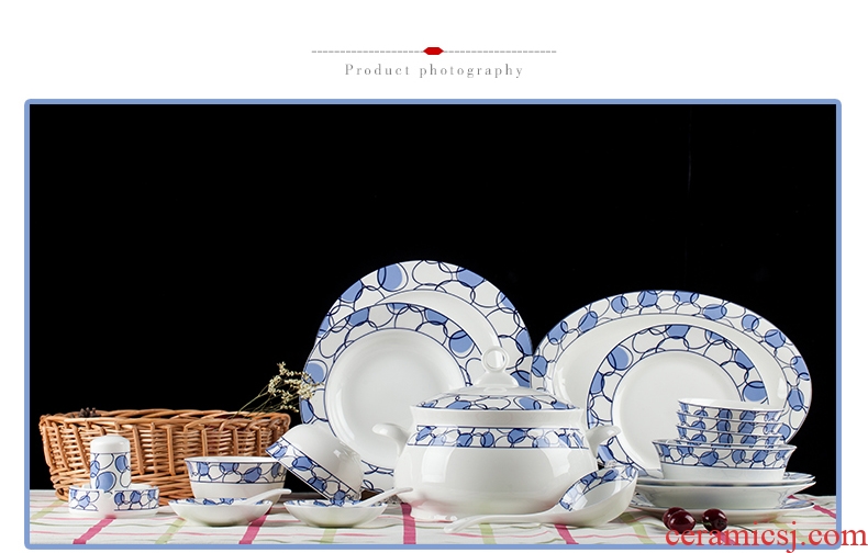 Red ipads porcelain of jingdezhen ceramic tableware high - grade porcelain tableware suit Korean dishes suit dishes water cube