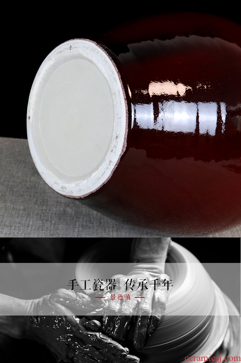 Landing a large vase of jingdezhen ceramics jun porcelain glaze cracks sitting room place flower arranging red decorative arts and crafts