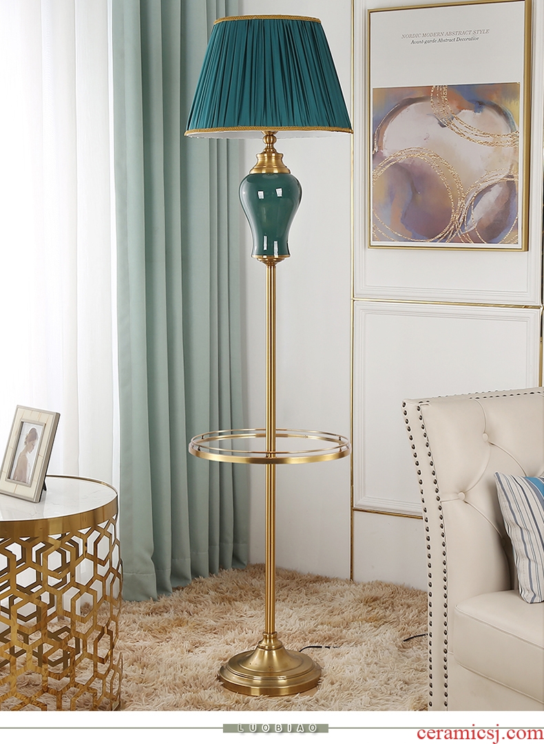Nordic light floor lamp bedroom creative I and contracted sitting room sofa tea table of key-2 luxury all the copper ceramic vertical desk lamp