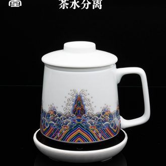 RongShan hall office separation ceramic tea, green tea tea cup cover cup colored enamel palace insulation cup gift