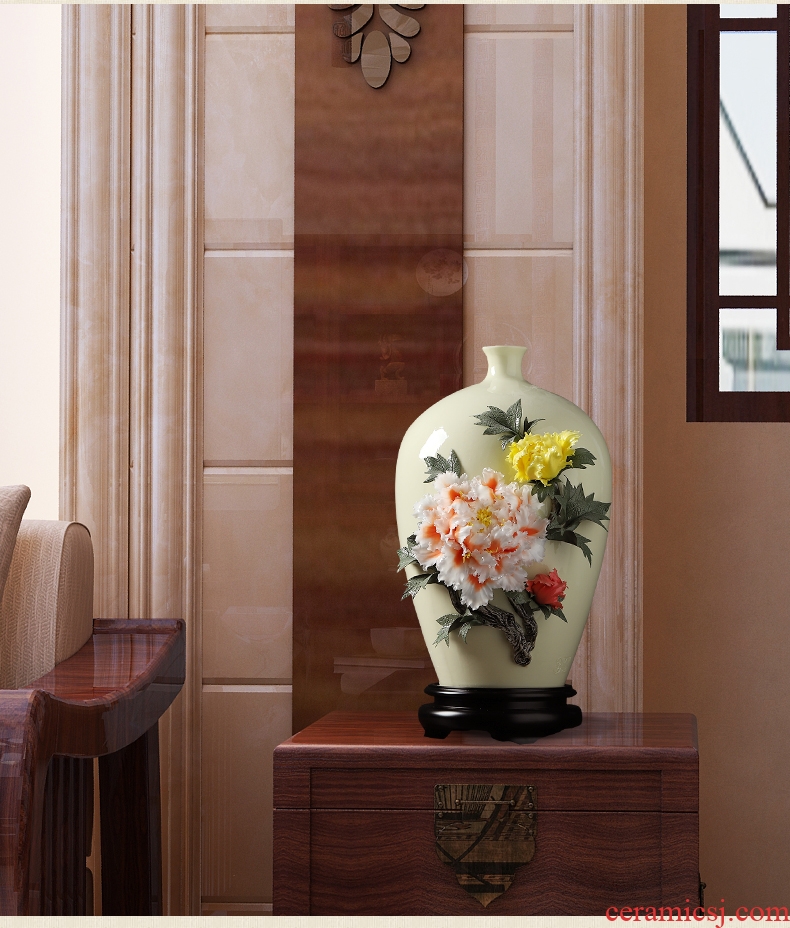 Oriental clay ceramic vase peony sitting room adornment is placed version into opening gifts/blooming flowers