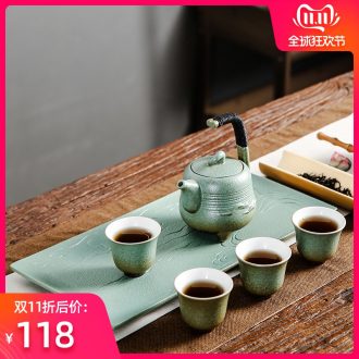 Bo yiu-chee contracted coarse pottery teapot tea sets tea tray was home office ceramic a pot of four cups of kung fu tea set