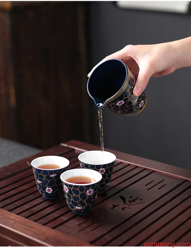 Four - walled yard modern household ji blue glaze kung fu tea set your up manual ceramic teapot tea tea set fair keller