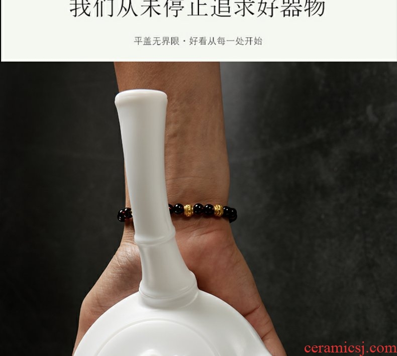 Continuous grain of dehua master suet jade white porcelain side put the pot of large - sized filter tea kongfu tea exchanger with the ceramics