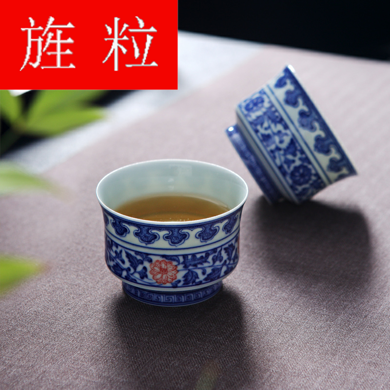 Continuous grain of jingdezhen ceramic checking sample tea cup master cup single cup of blue and white porcelain tea cups, kung fu tea cups