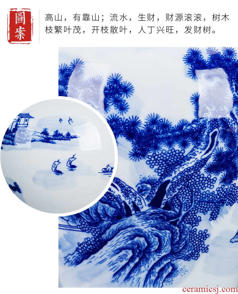 Jingdezhen blue and white porcelain vases, flower arrangement sitting room of Chinese style household ceramics study adornment handicraft furnishing articles gifts