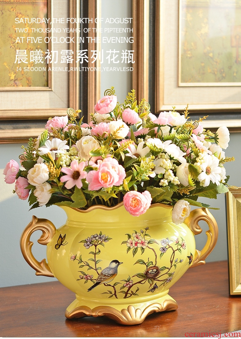 Murphy Europe type restoring ancient ways of the big ears ceramic vase simulation flower art American creative living room TV ark place flower arrangement - 570130368677