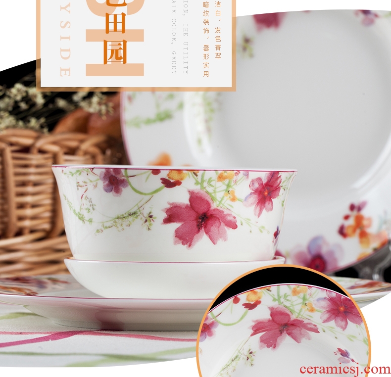 Red leaves 26 head glair ipads porcelain tableware package mail jingdezhen ceramics cutlery set bowl dish spring scenery