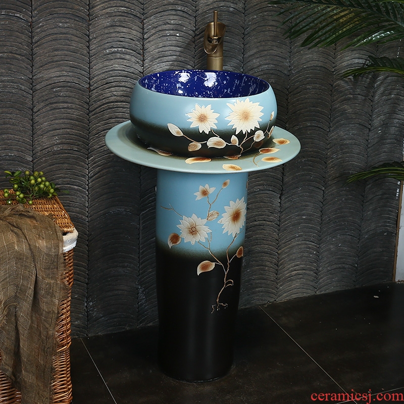 Ceramic sinks one pillar pillar lavabo balcony art basin home floor toilet basin