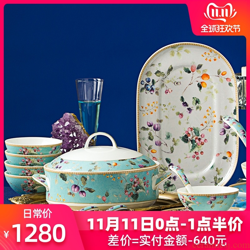 , the new Chinese style of jingdezhen ceramic tableware suit dishes high - grade ipads China porcelain creative dishes suit household