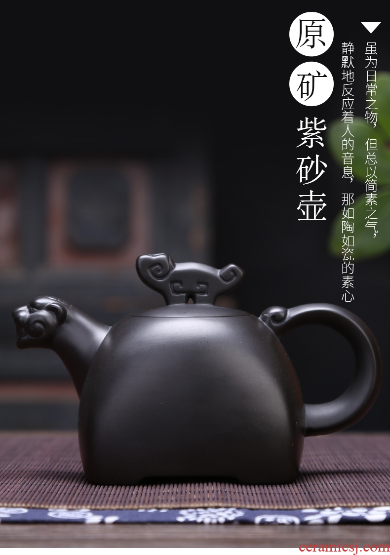 Auspicious industry ore it suit the teapot household retro checking ceramic teapot xi shi pot of kung fu tea set