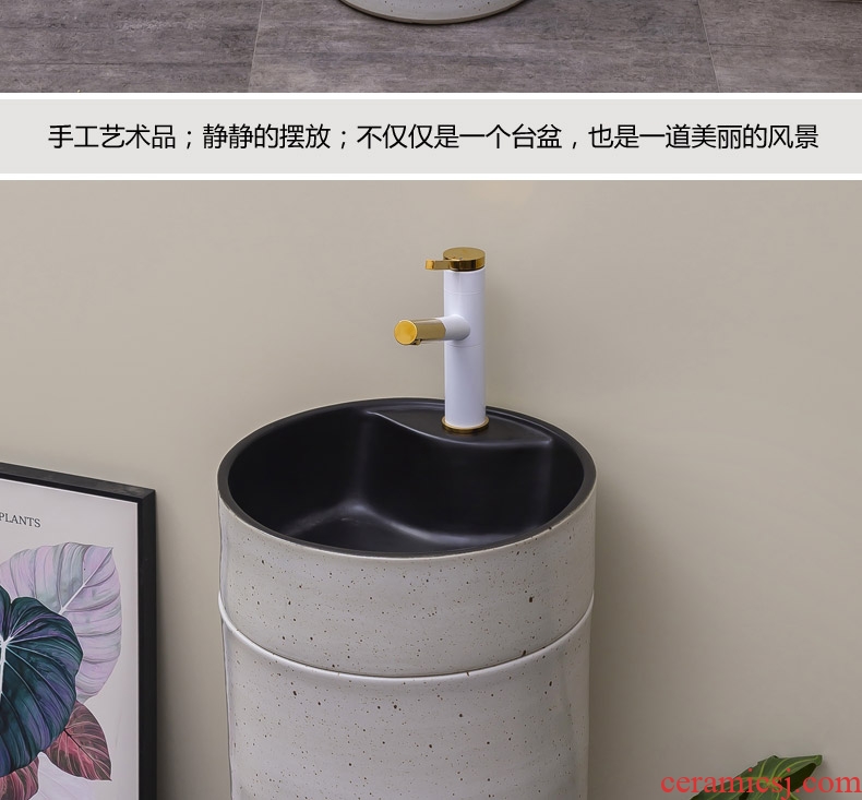 Contracted and I floor pillar basin integrated small family ceramic household lavatory is suing patio lavabo