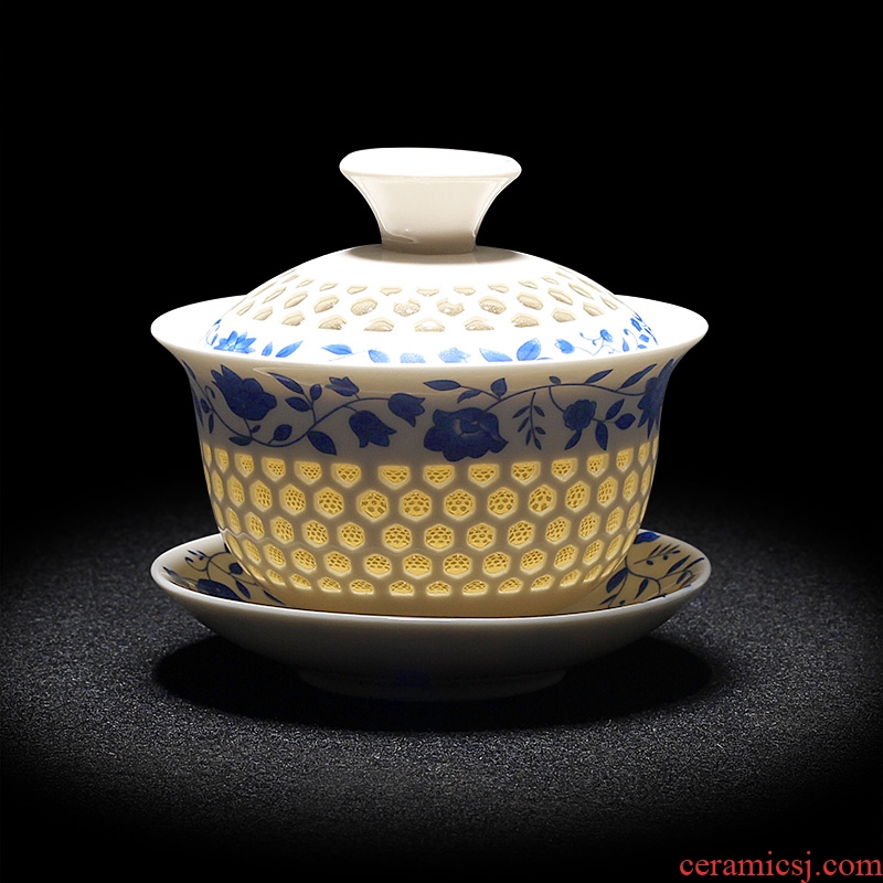 Tang aggregates of household ceramics tureen kung fu tea cups large bowl tea tea exquisite tea three tureen