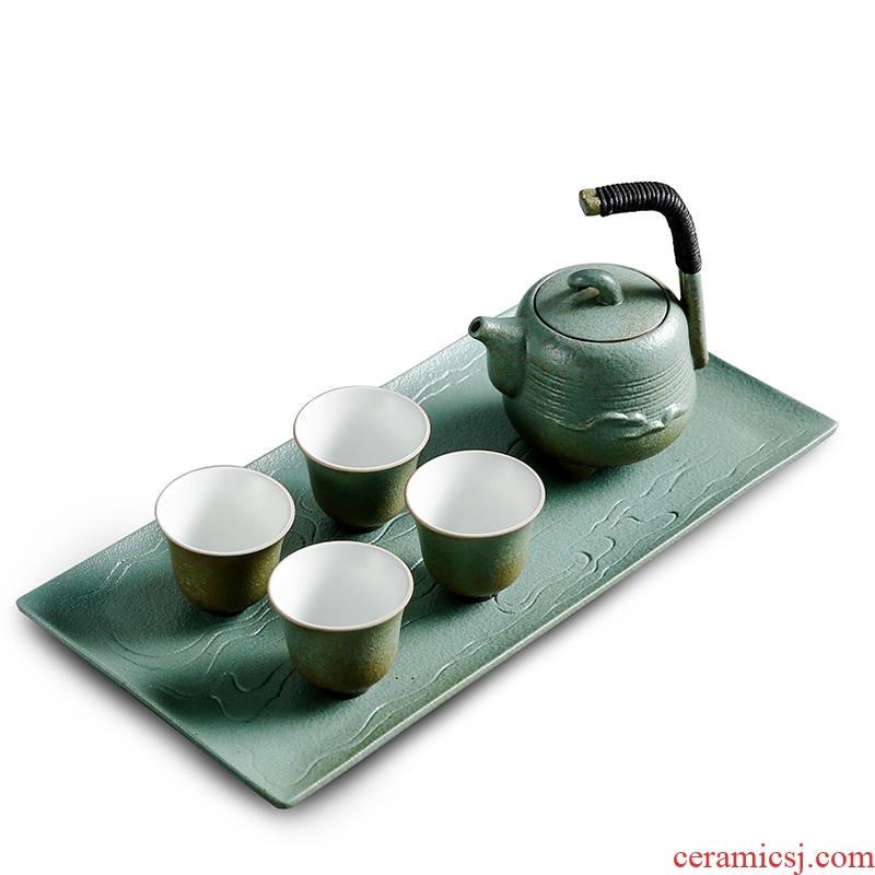 Bo yiu-chee contracted coarse pottery teapot tea sets tea tray was home office ceramic a pot of four cups of kung fu tea set