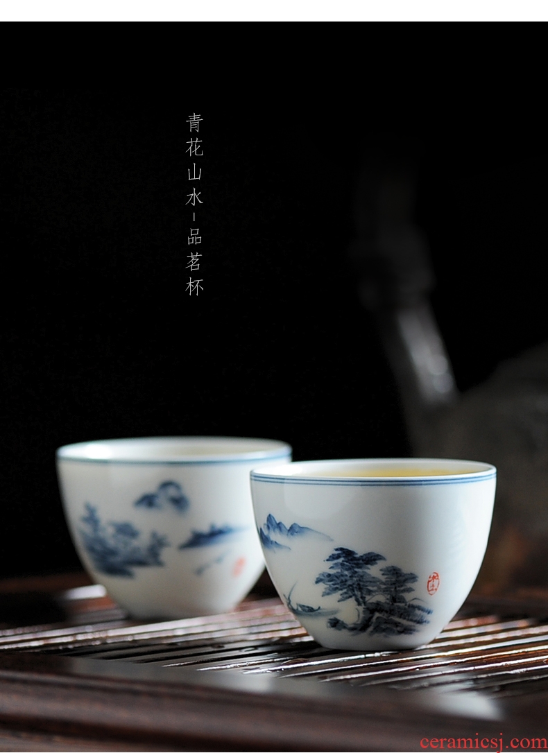 Bo yiu-chee Japanese contracted the teapot tea blue and white office home "practical kung fu suit hand - made of ceramic