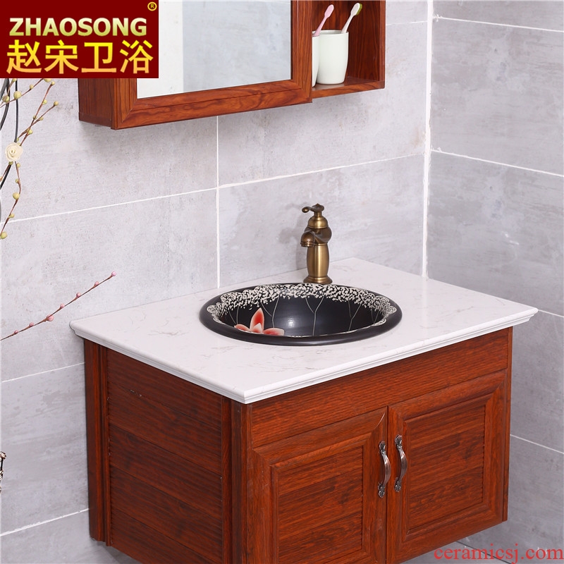 Chinese style restoring ancient ways of song dynasty ceramics taichung basin half embedded lavabo household basin lavatory creative circle