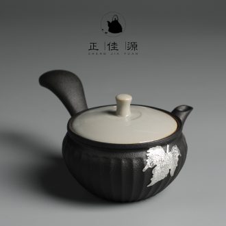 Are good source side of black pottery pot of household contracted pure tin kung fu tea set Japanese heat - resistant ceramic Mosaic single pot of tea