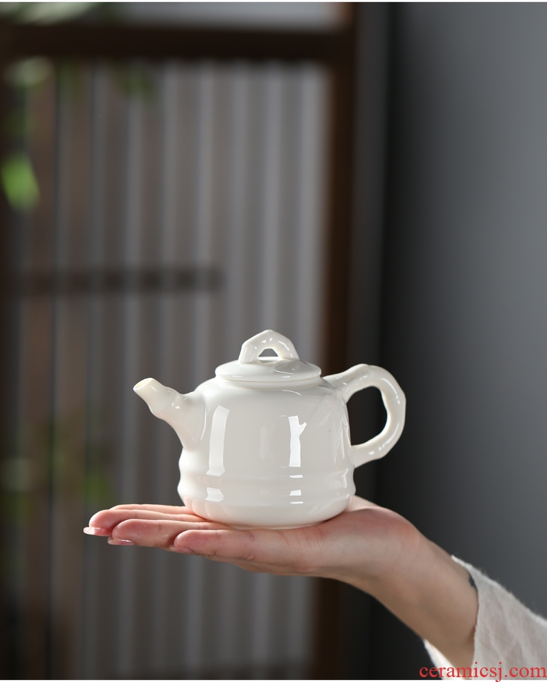 Are good source of dehua white porcelain jade porcelain teapot domestic ivory white bamboo kung fu tea set ceramic checking pot teapot