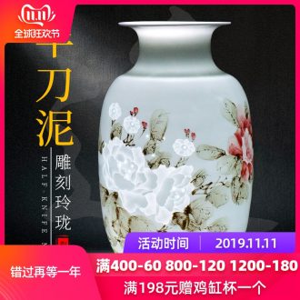 Jingdezhen ceramic hand - made vases porcelain bottle gourd knife clay flower arranging Chinese style porch rich ancient frame crafts