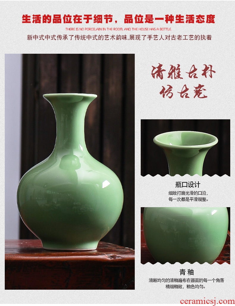 Jingdezhen ceramic film blue glaze dried flower vase furnishing articles sitting room porch rich ancient frame of Chinese style household adornment arranging flowers