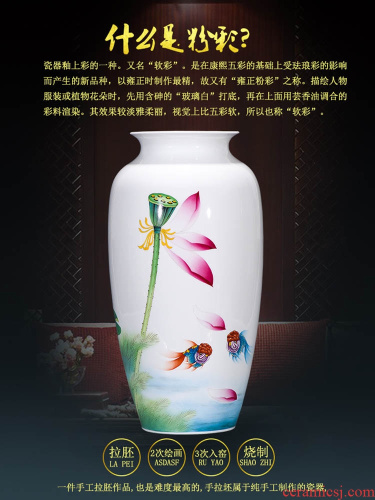 Jingdezhen chinaware bottle of new Chinese style living room lucky bamboo powder enamel lotus flower arranging furnishing articles TV ark, decoration decoration