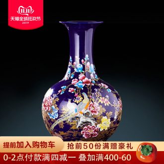 Jingdezhen ceramics big blue vase furnishing articles of Chinese style living room TV cabinet to slip in a large decorative arts and crafts