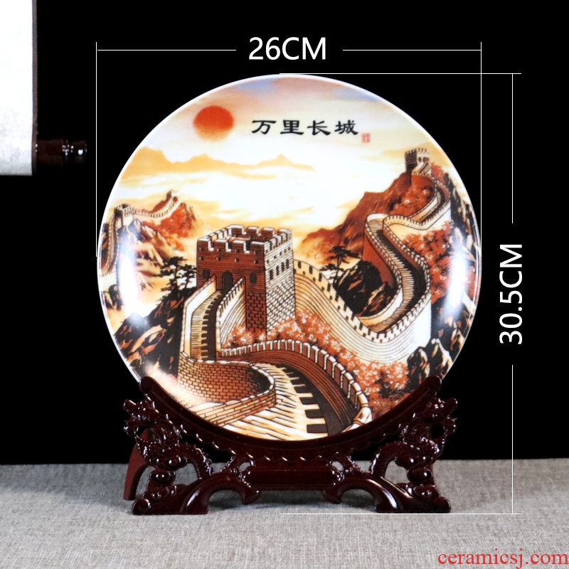 Make jingdezhen ceramics from the hanging sat dish dishes rich ancient frame, the decoration wine ark, adornment handicraft furnishing articles to the living room