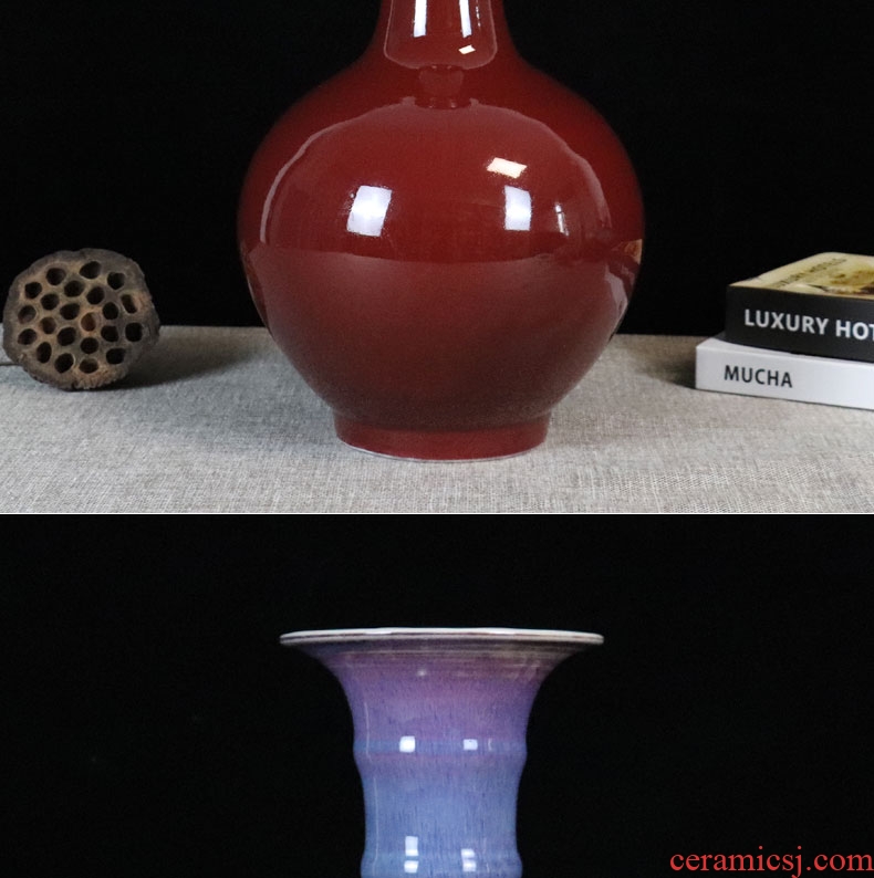 Large color glaze jun porcelain of jingdezhen ceramics vase furnishing articles stripe dried flower arranging flowers sitting room decoration