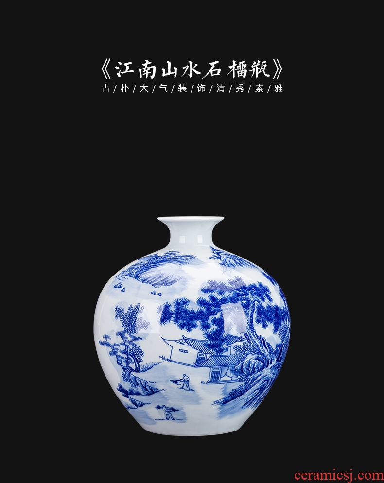 Jingdezhen blue and white porcelain vases, flower arrangement sitting room of Chinese style household ceramics study adornment handicraft furnishing articles gifts