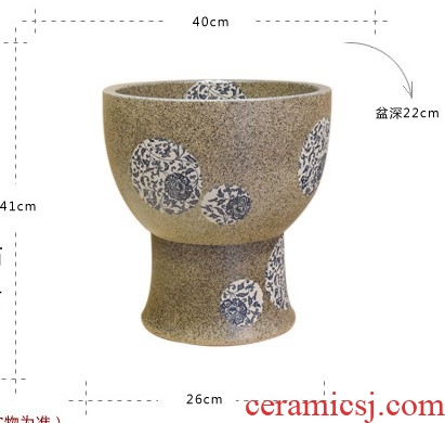 Jingdezhen ceramic conjoined one grey, blue and white tie up branch lotus pool mop pool mop pool under the mop bucket