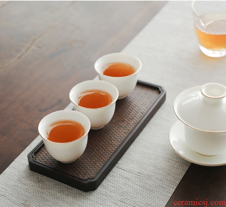Bo yiu-chee dehua pure white jade porcelain tea tea cups, ceramic kung fu tea set household paint customized gifts