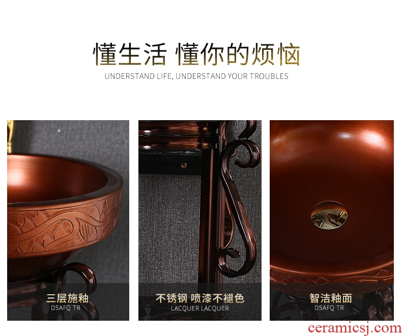 Ceramic lavabo metal glaze floor pillar basin of small family toilet washs a face basin balcony one basin