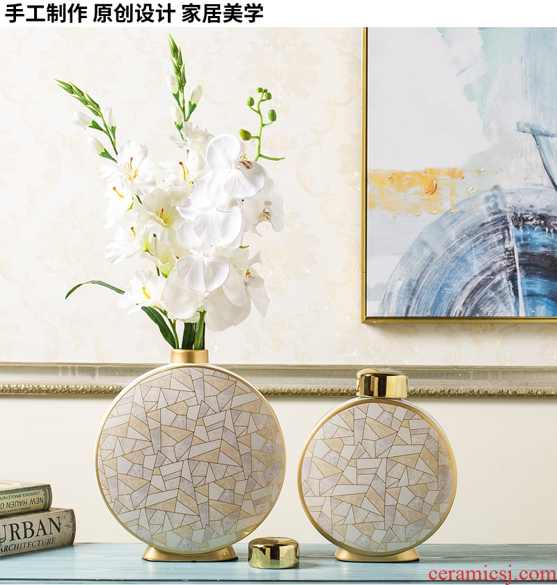 Household act the role ofing is tasted furnishing articles contracted American light ceramic vase key-2 luxury dried flowers flower arrangement soft adornment of I sitting room decoration