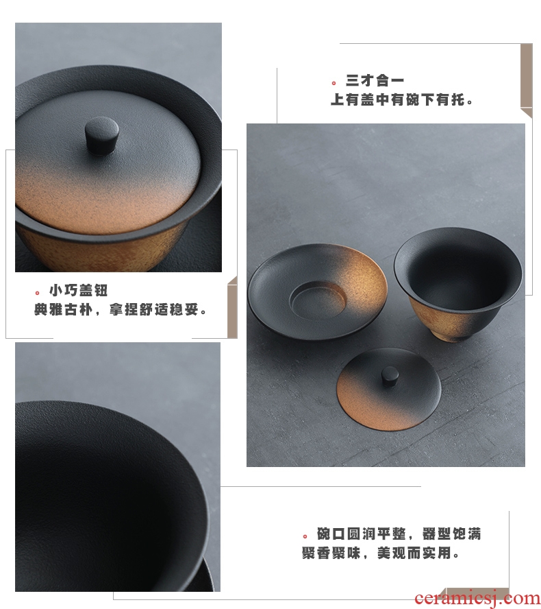 Bo yiu-chee Japanese coarse pottery kung fu tea set tea tureen teapot tea cups to wash to the whole household ceramics