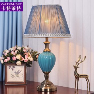 American desk lamp light ceramic contracted and I marriage of bedroom the head of a bed room warm light sweet American creative household decoration