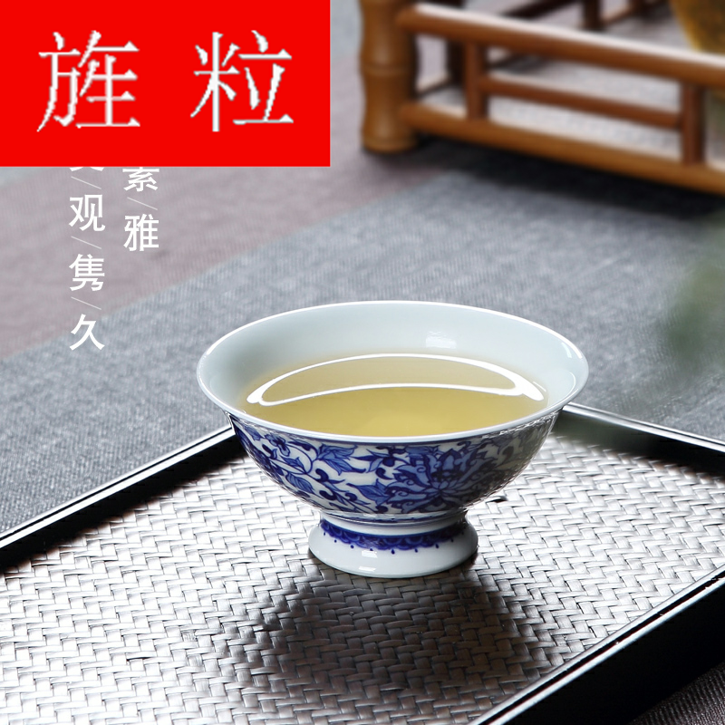 Continuous up with jingdezhen ceramic grain green was hand - made antique porcelain sample tea cup cup single cup tea cups, master