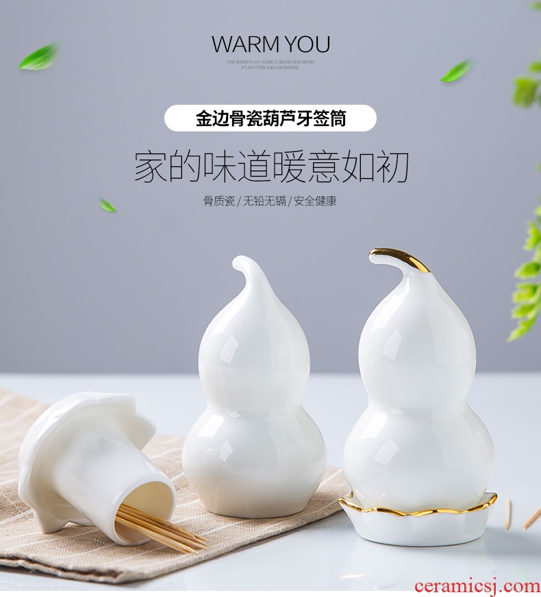 Home restaurant ceramic toothpicks extinguishers pure white fashion up phnom penh ipads porcelain tooth sign/toothpick box of creative gourd toothpicks