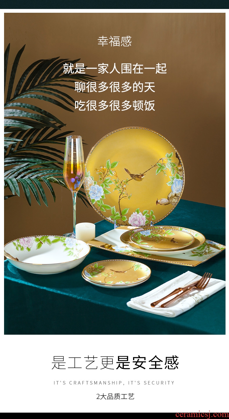 Blower, jingdezhen ceramic tableware suit light dishes to use Chinese wind high - end key-2 luxury ceramics dishes