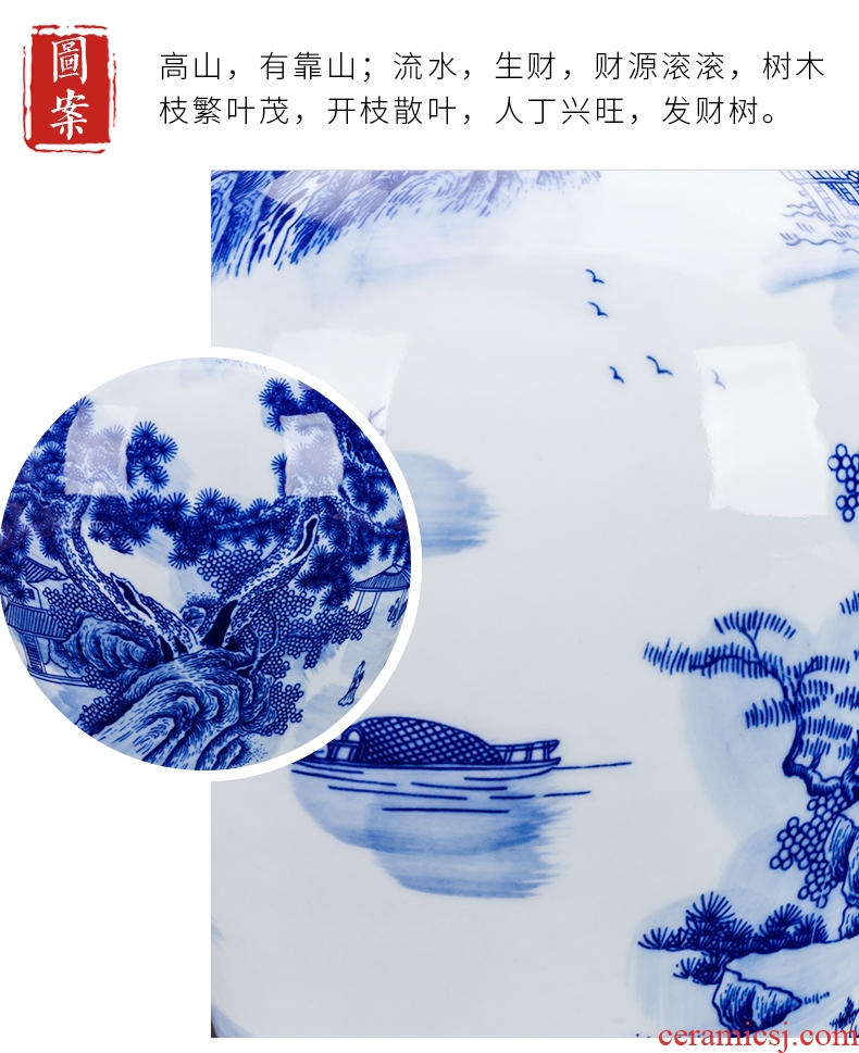 Jingdezhen blue and white porcelain vases, flower arrangement sitting room of Chinese style household ceramics study adornment handicraft furnishing articles gifts