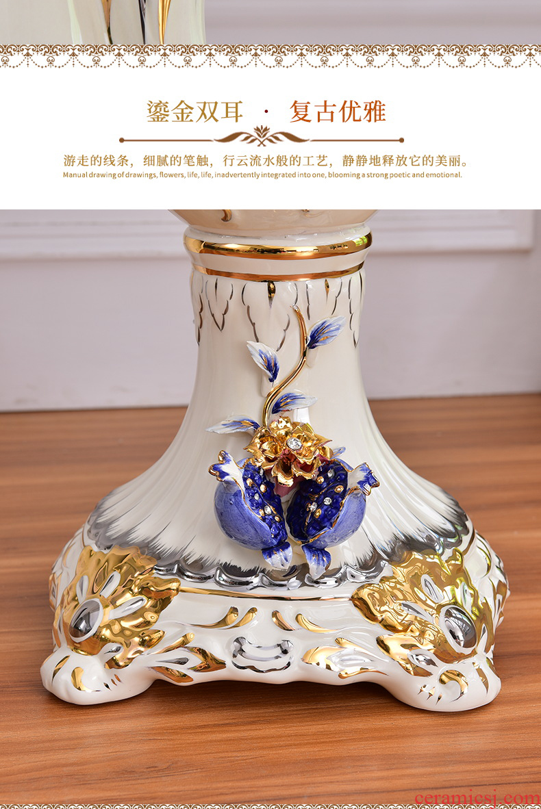 Jingdezhen ceramic floor large vases, flower arrangement sitting room dry flower is placed Chinese style restoring ancient ways is checking pottery pot - 556180906601