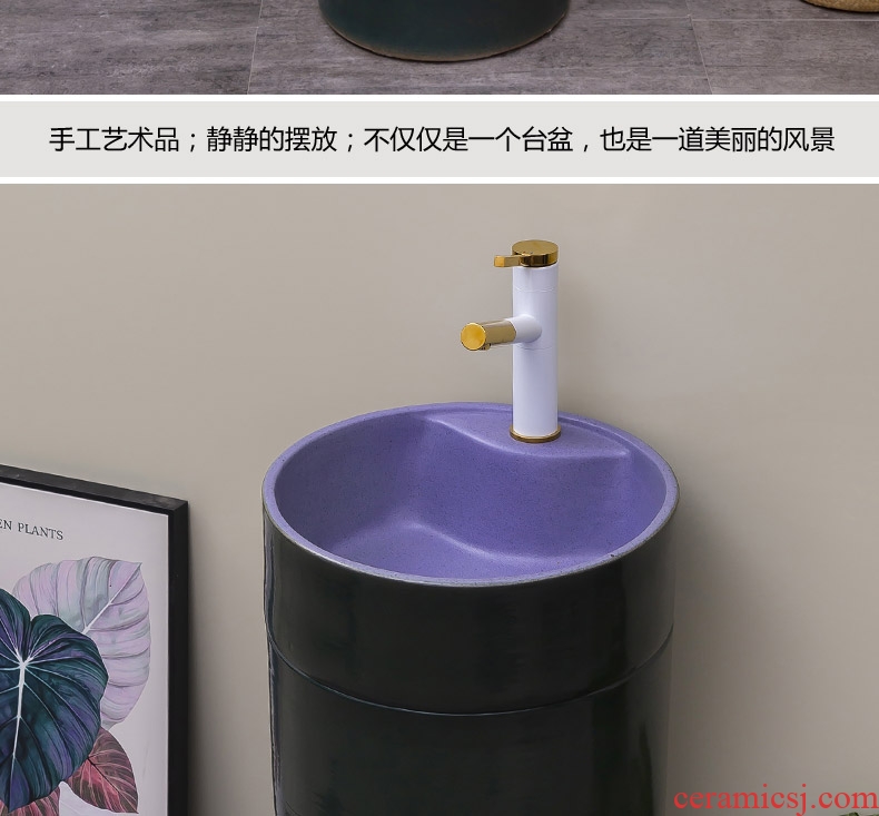 I and contracted ceramic column basin floor pillar lavatory one - piece toilet lavabo Nordic hotel