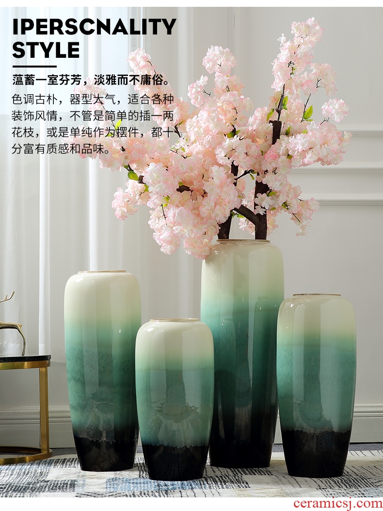 New Chinese style restoring ancient ways of jingdezhen ceramic POTS do old ceramic flower implement sitting room put dried flowers of large coarse pottery vase furnishing articles - 597875170800