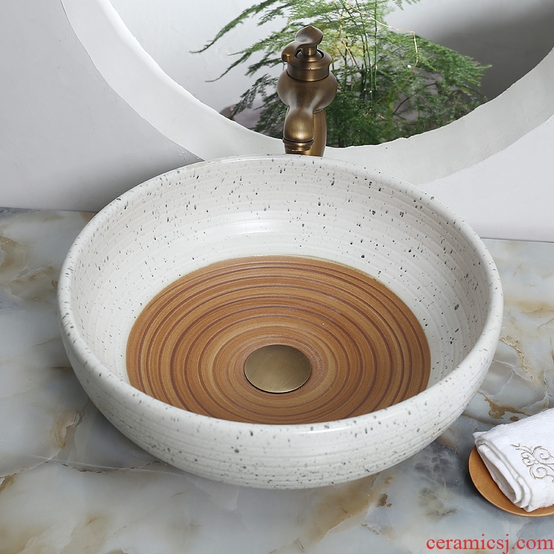 Jingdezhen ceramic white thread under yellow basin sink basin basin stage art fashion contracted basin