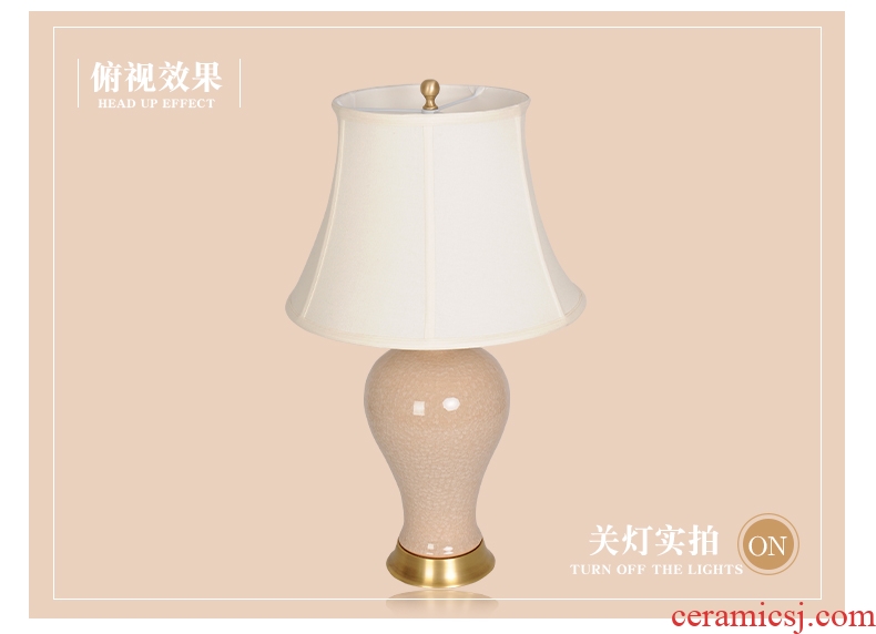 New Chinese style full copper calving ceramic LED desk lamp contracted warmth of bedroom the head of a bed, creative move chandeliers