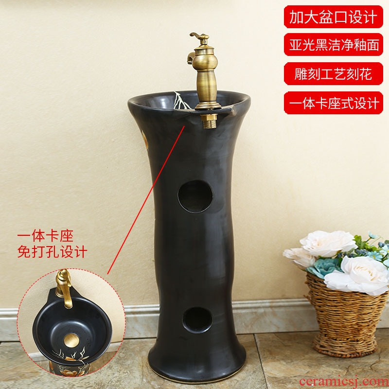 Art basin of wash one, one small ceramic basin of pillar type lavatory toilet balcony column floor type household