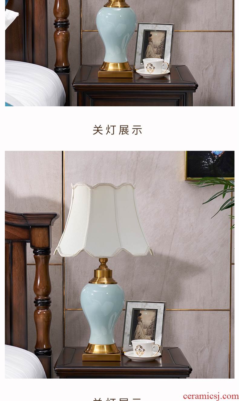 For three full American cooper study adornment lamp manual ceramic sitting room of Europe type restoring ancient ways of the big desk lamp of bedroom the head of a bed