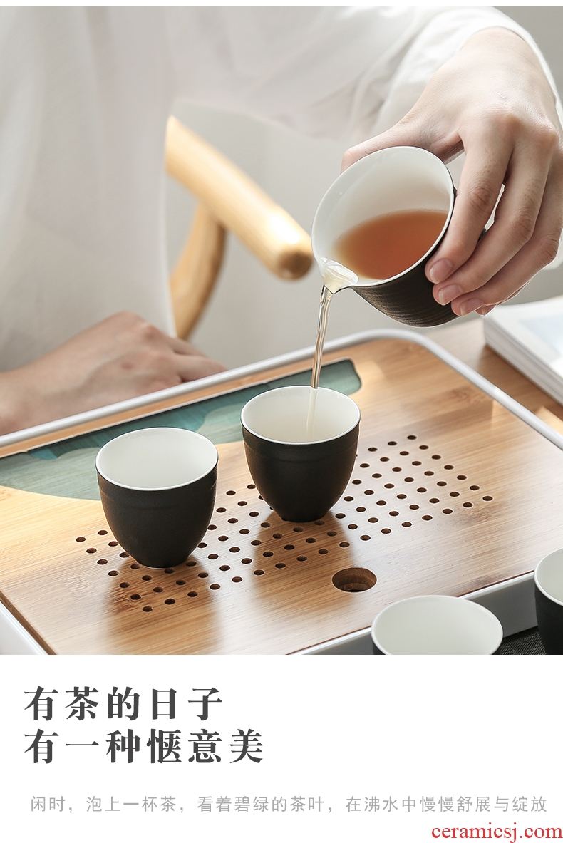 Bo yiu-chee contracted kung fu tea set ceramic teapot tea tray was contracted household gifts tea, a complete set of gift box